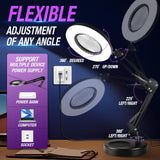 12X Magnifying Glass with Light and Stand, 2-in-1 Desk Magnifying Glass with Clamp, 5 Color Modes LED Desk Lamp Hands Free, Adjustable Lighted Magnifying Glass for Craft Reading Repair Close Work