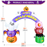 DomKom 10FT Long&8FT Tall Gaint Halloween Inflatable Decorations Arch, Build-in LED Lights Holiday Blow Up Yard Decoration for Halloween Holiday Party Outdoor，Garden Yard Lawn Decor