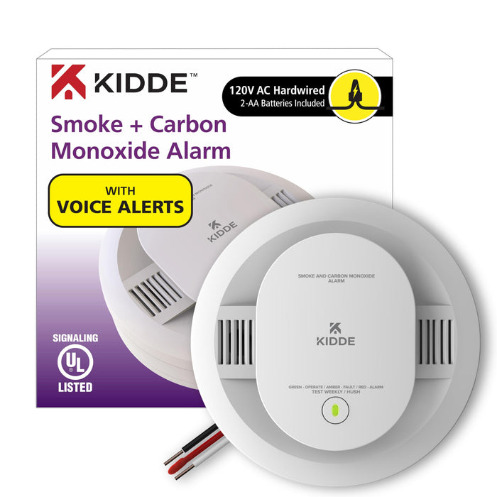 Kidde Hardwired Smoke & Carbon Monoxide Detector, AA Battery Backup, Voice Alerts, Interconnectable, LED Warning Light Indicators, 1 Pack