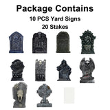 GameXcel 10PCS Halloween Tombstone Decorations Gravestone Decor for Graveyard Headstone Yard Signs Outdoor Lawn Yard Garden Decorations Halloween Yard Stakes