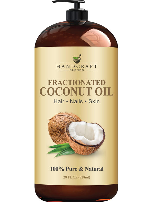Handcraft Blends Fractionated Coconut Oil - 28 Fl Oz - 100% Pure and Natural - Premium Grade Oil for Skin and Hair - Carrier Oil - Hair and Body Oil - Massage Oil