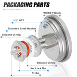 MEANLIN MEASURE 1/2" NPT Bimetal Thermometer for hot Water, boilers, and Pipes，3.3" Dial, 1-7/8" Stainless steel Stem，Temperature Range -40-160°F/-40-70 ° C, Accuracy 2%,Center Back Mount