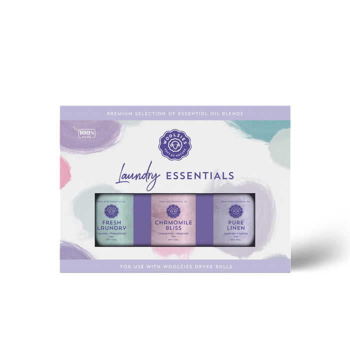 Laundry Essentials Essential Oil Set: Use with Wool Dryer Balls or Oil Diffuser Elevate Your Laundry with All-Natural Aromatherapy Scents | Fresh Laundry, Chamomile Bliss, Pure Linen 10 ML