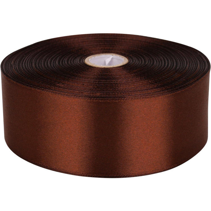Baocuan 1-1/2 inch Brown Satin Ribbon 50 Yards Solid Fabric Ribbons Roll for Wedding Invitations, Bridal Bouquets, Sewing, Party Decorations, Gift Wrapping and More