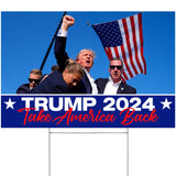 Factory Crafts Made In USA, Not China | Trump 2024 Yard Sign | Take America Back | Iconic Photo | Outdoor Decoration 16" x 12" Double Sided Print with H-Stake