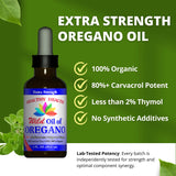 Healthy Health Oregano Oil - Wild Mediterranean - ECO Certified Organic Extra Strength 83% Carvacrol, Food Grade Oil of Oregano Liquid, Immune Support, Vegan, Aceite de Oregano, Non GMO 1 fl. OZ