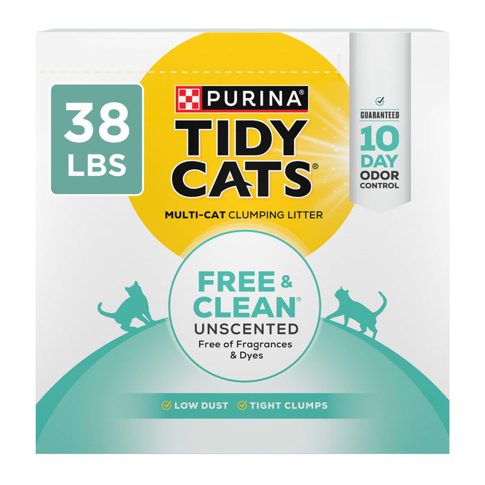 Purina Tidy Cats Free and Clean Unscented Clumping Cat Litter, 38 lb Box