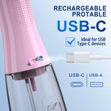 Water Dental Flosser Cordless Teeth Cleaning MOCEL 5 Modes Oral Irrigator Portable and USB C Cable Rechargeable IPX7 Waterproof Flossing Teeth Pick Irrigation Cleaner for Home Travel (Pink)