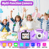 Goopow Kids Selfie Camera Toys for Girls Age 3-9, Digital Video Camera Toy with Protective Cover,Christmas Birthday Festival Gifts for 3-9 Year Old Girls Boys- 32GB SD Card Included (Purple-H15)