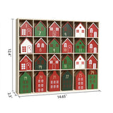 PIONEER-EFFORT Christmas Wooden Advent Calendar With 24 PCS Calendar Houses To Fill Small Gifts Christmas Tabletop Decoration