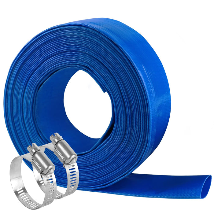 Eastrans 1 1/2 IN x 50 FT Pool Backwash Hose, Heavy Duty Flat Discharge Hose, Weather and Burst Resistant, Best Pool Hoses for Inground Pools, Pool Filter Hose & Pool Drain Hose