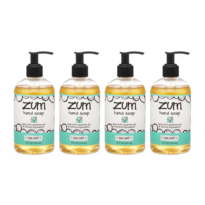 Zum Indigo Wild Hand Soap - Natural Liquid Hand Soap - Perfect Bathroom & Kitchen Hand Soap - Sea Salt Scent - 12 oz (4 Pack)