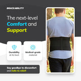 BraceAbility Elastic Low Back Brace - Compression Lower Back Support Belt for Sciatica, Heavy Lifting at Work, Herniated Disc, Workouts, Sleeping, Lumbar Support, Lower Back Pain in Women and Men (L)