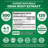 Zazzee OSHA Root 4:1 Extract, 500 mg Strength, 120 Vegan Capsules, 4 Month Supply, Concentrated and Standardized 4X Extract, 100% Vegetarian, Ligusticum porteri, All-Natural and Non-GMO