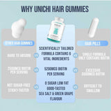 Unichi Hair Boost Gummy, 5200mcg Biotin Formulated with Zinc and Pantothenic Acid for Stronger and Thicker Hair, Great Tasting with Sea Salt & Green Grape Flavour, 60 Count