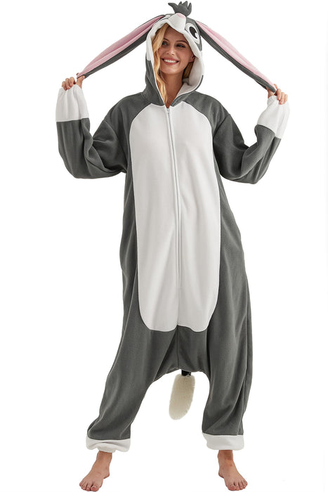 DELEY Unisex Adult Greater Bilby Onesie, Animal Cosplay Pajamas,One Piece Halloween Costume Jumpsuit for Women and Men Homewear