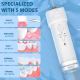 BY4U Rechargeable Water Dental Flosser 200ml Mini Portable Teeth Oral Irrigator 5 Jet Tips IPX7 Waterproof with Telescopic Water Tank for Home Travel