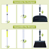 Jekayla Broom and Dustpan Set for Home with 54" Long Handle, Upright and Lightweight Dust pan and Brush Combo for Kitchen Room Office Lobby Floor Cleaning, Dark Green