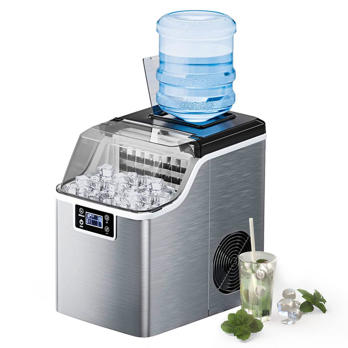 ARLIME Portable Countertop Ice Maker Machine, 40 Lbs/24H, 24 Pcs/13 Mins, 2 Ways to Add Water, Compact Self-Cleaning Ice Machine with Scoop & Basket for Home Office Bar Party
