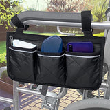 YGYQZ Wheelchair Armrest Accessories, Side Bags to Hang on Side with Bright Line Walker Pouches Waterproof Black Storage Fathers Mothers Day Gifts for Home/Outdoor/Baby Cart (black side)