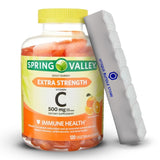 Spring Valley, Vitamin C Gummies, 500 mg Orange Flavor 120 Count Extra Strength Immune Health Dietary Supplement Vegetarian Gummies + 7 Day Pill Organizer Included (Pack of 1)