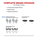 R1 Concepts Front Rear Brakes and Rotors Kit |Front Rear Brake Pads| Brake Rotors and Pads| Ceramic Brake Pads and Rotors |Hardware Kit|fits 1990-1993 Mazda Miata