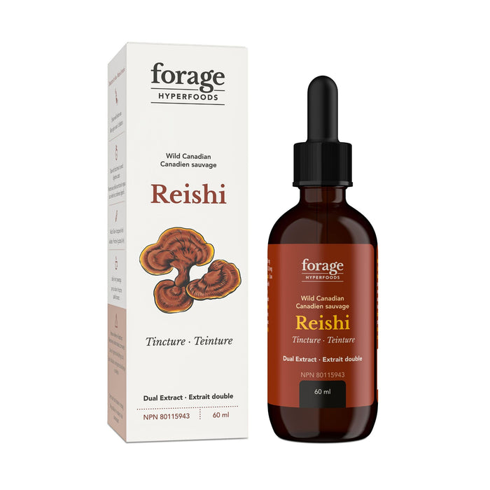 Forage Hyperfoods - Reishi Mushroom Tincture, with Reishi Mushroom Extract for Better Immune System and Stress Response, for Natural Calm, Dual Extract, Original, 60 ml
