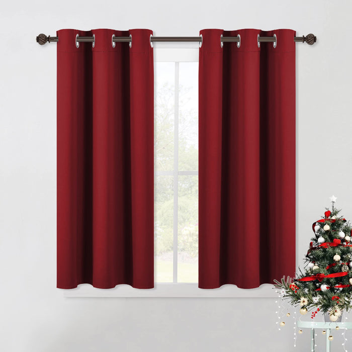 NICETOWN Christmas Window Curtains Blackout Drapes, Thermal Insulated Solid Grommet Blackout Curtains/Draperies for Living Room (One Pair, 42 by 45-Inch, Burgundy Red)