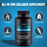 Saint-Marie de los Andes Multi Collagen Pills (Types I, II, III, V & X) + Absorption Enhancer (3 Months Supply) - Non-GMO, Collagen Supplements to Support Hair, Skin, Nails, Joints, & Gut Health