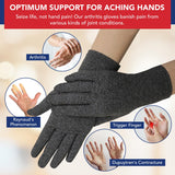 Doctor Developed Arthritis Gloves - Full Finger Compression Gloves for Raynauds & Hand Pain - Compression Gloves for Arthritis for Women & Men, Carpal Tunnel Gloves With Doctor Handbook (full-length, M, Grey)