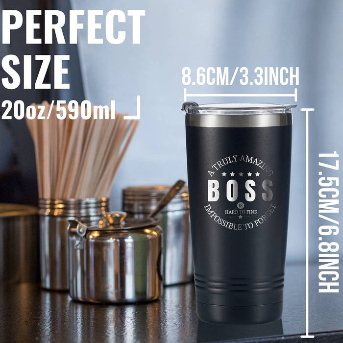 Onebttl Boss Gifts for Men, 20oz Engraved Stainless Steel Insulated Travel Mug, Perfect Boss Idea for Men/Male in Boss Day, Birthday, Christmas, Appreciation, Office