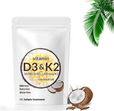 PBNLBFQ 2-in-1 Vitamin D3 K2 Supplement Softgel,10000 IU VIT D3 + 200 MCG Vitamin K2, Free of GMO,Gluten,Soy,Bone Health,Cardiovascular Health Support