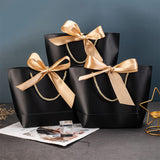 WLUSEAXI 12Pack Black Gift Bags,Small Gift Bags with Handles Party Favor Bags with Gold Bow Ribbon,Paper Gift Bags Bulk for Christmas Birthday Baby Shower Wedding Bridesmaid Holiday Valentines Day