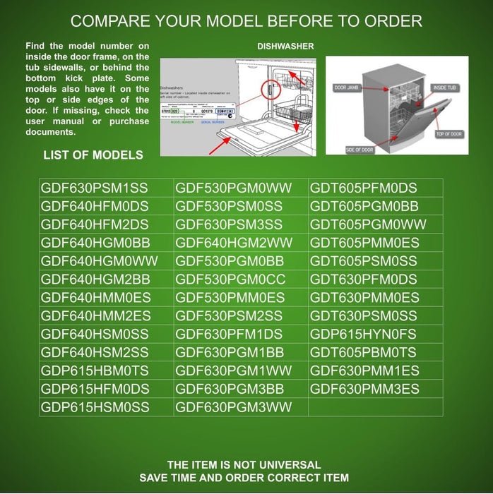 GSPUSA, WD21X25198, WD21X25732 compatible with GE Dishwasher Main Control Board fits old # WD21X24498, 265D3241G102, GE265D3241G102MP00,