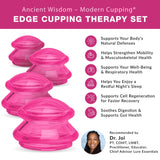 LURE Essentials Edge Cupping Therapy Set - Cupping Kit for Massage Therapy - Silicone Cupping Set - Massage Cups for Cupping Therapy (Set of 4, Pink)