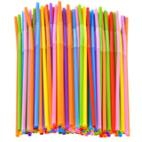 400PCS Flexible Plastic Straws,Colorful Disposable Bendy Party Fancy Straws 12.8 inch Extra Long Straws Party Decorations