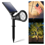 Spotlights Solar Powered Outdoor Waterproof Uplighting for Flag, Tree, Plant, House, Dusk to Dawn Long Lasting Bright Solar LED Landscape Spot Lights for Outside Garden, Yard, Sidewalk, Christmas,Warm