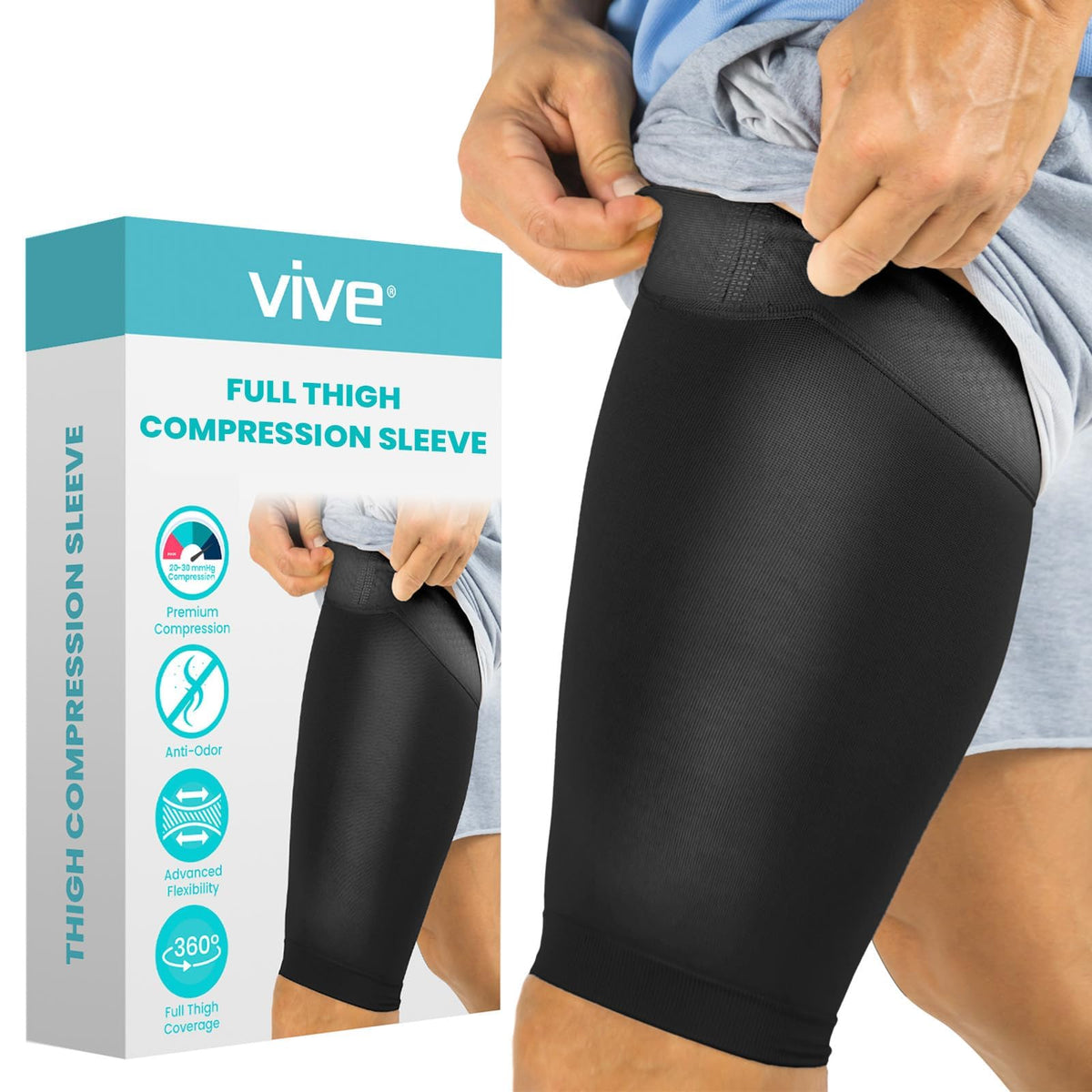 Hamstring Support Items Vive Thigh Compression Sleeve (2 Pack) Hamstring Brace For Upper Thigh