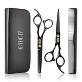 CIICII Hair Cutting Scissors Shears Kit, Professional Hairdressing Scissors Set (Hair Beard Trimming Shaping Grooming Thinning Shears) for Men Women Hairdresser Home Salon Barber Haircut Kit (Black)