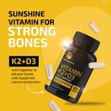 Vitamin D3 K2 5000 IU for Immune System, Strong Bones & Teeth Support | Vitamin D3 125mcg, Vitamin K2 MK7 100mcg, Calcium 210mg & Bioperine | K2 D3 Vitamin Supplement | 3rd-Party Tested, 60 Capsules
