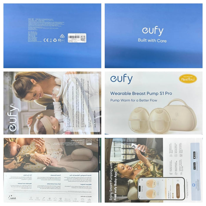 eufy Security Heated Wearable Breast Pump S1 Pro, Slim Hands-Free with Industry-Leading HeatFlow Tech, Wireless Charging Case, App-Controlled OptiRhythm, Hospital-Grade Suction, in-Bra Use