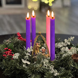 salipt Christmas Advent Flameless Taper Candles Flickering with Timer and 10-Key Remote, Battery Operated LDE Warm 3D Wick Light Window Real Wax Pack of 4,Churches Home Dinner Decor(0.78" X 9.64")