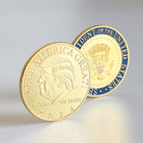 TAOMEINONG 2Pcs Trump 2024 Challenge Coin Trump Coins Gold Plated American Eagle Commemorative Coin Collectibles Item with Case