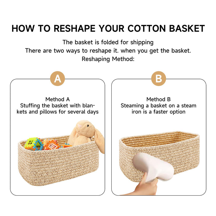 MiniArk Small Storage Baskets for Organizing | Closet Organizer Bins | Shelf Toy Basket | Woven Rope Baskets | Cube Decorative Box | Shallow Basket | 13x8.5x5.1” | 4 Packs Dark Gray