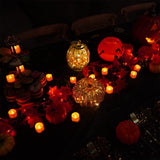 Homemory Halloween 12 Pack Orange Tea Light Candles, Battery Operated LED Tealights, Small Pumpkins Lights, Flameless, Electric Fake Tea Candles, 1.4"x1.25"