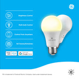 GE CYNC A19 Smart LED Light Bulbs, Soft White, Bluetooth and WiFi Light Bulbs, 60W Equivalent, Work with Amazon Alexa and Google Home, 2 Count (Pack of 1)