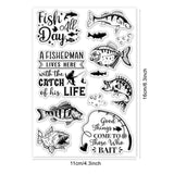 GLOBLELAND Fish Background Clear Stamps Fishing Decorative Clear Stamps Silicone Stamps for Crafting Paper DIY Scrapbooking Decor Clear Stamps and Dies for Card Making