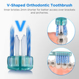 Fregum V+A Shaped Orthodontic Toothbrush for Braces, with 6 Interdental Brushes, Soft Bristles, 6 Count