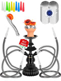 Portable Hookah Set 4 Hose - Black Hookah 4 Hose LilOne 12” Black 4 Hose Hookah Set with 50x Foil Hookah Bowl 10x Tips 4x Hookah Hose Tongs - Black Hookah 4 Hose Set