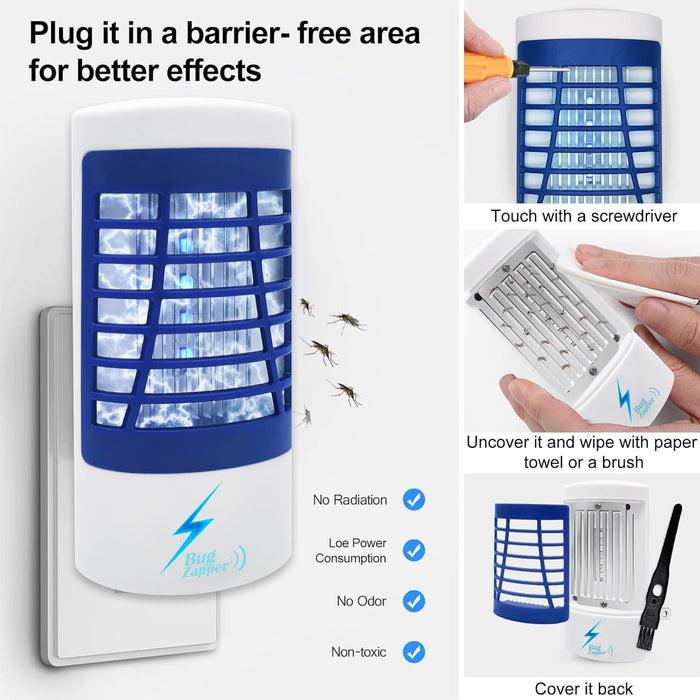 Bug Zapper Indoor, Electronic Fly Zapper Lamp for Home, Eliminates Flies Flying Pests Effective Operation